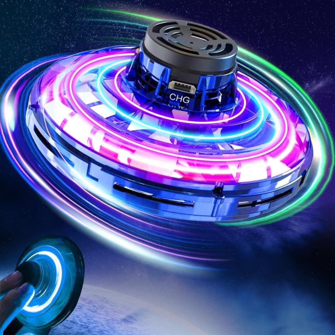 LED UFO Fingertip Upgrade Flight Gyro Flying Spinner